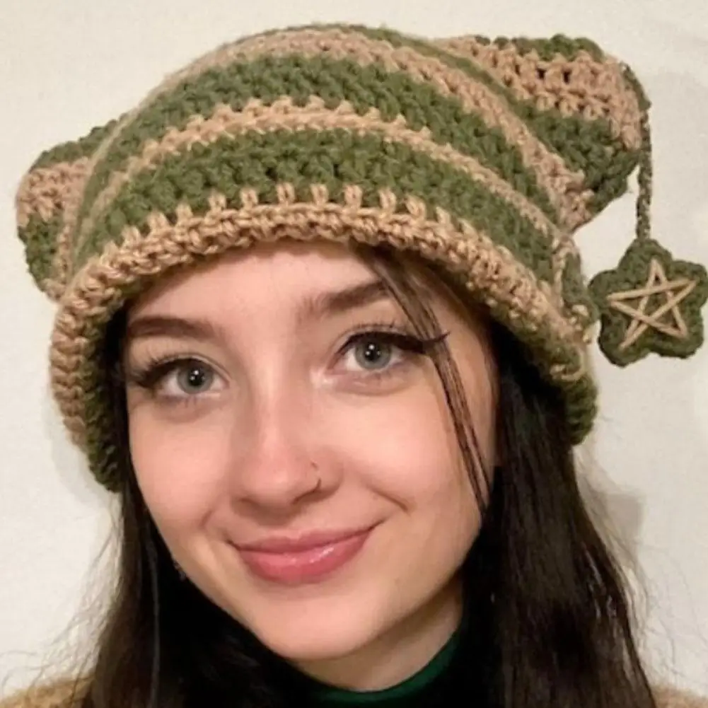 Stripe Pattern Cat Ear Hat Handmade Soft Winter Warmer Knitted Hat Cold Winter Presents For Students Teenagers 2024 NEW 
Stripe Pattern Cat Ear Hat Handmade Soft Winter Warmer Knitted Hat Cold Winter Presents For Students Teenagers 2024 NEW