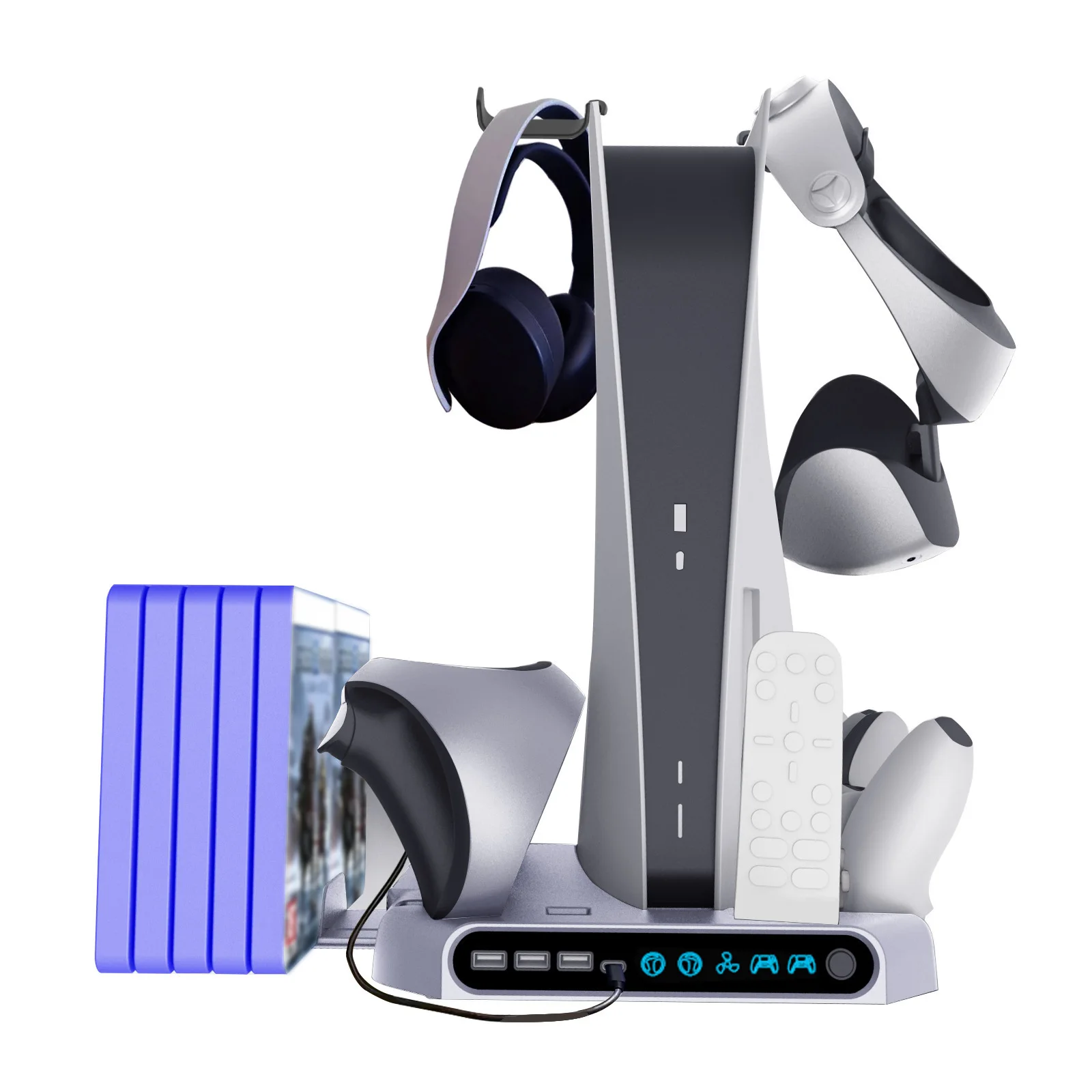 Зарядная подставка для PS VR2 PS5, многофункциональное охлаждающее зарядное устройство, док-станция, подставка для PS VR2, держатель для хранения шлема
Зарядная подставка для PS VR2 PS5, многофункциональное охлаждающее зарядное устройство, док-станция, подставка для PS VR2, держатель для хранения шлема