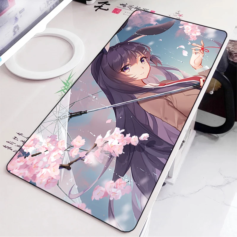 

Sakurajima Mai Anime Mouse Pad Gaming Desk Protector Deskmat Rubber Mat Non-Slip Mousepad Gamer Pc Accessories Keyboard Pads Xxl