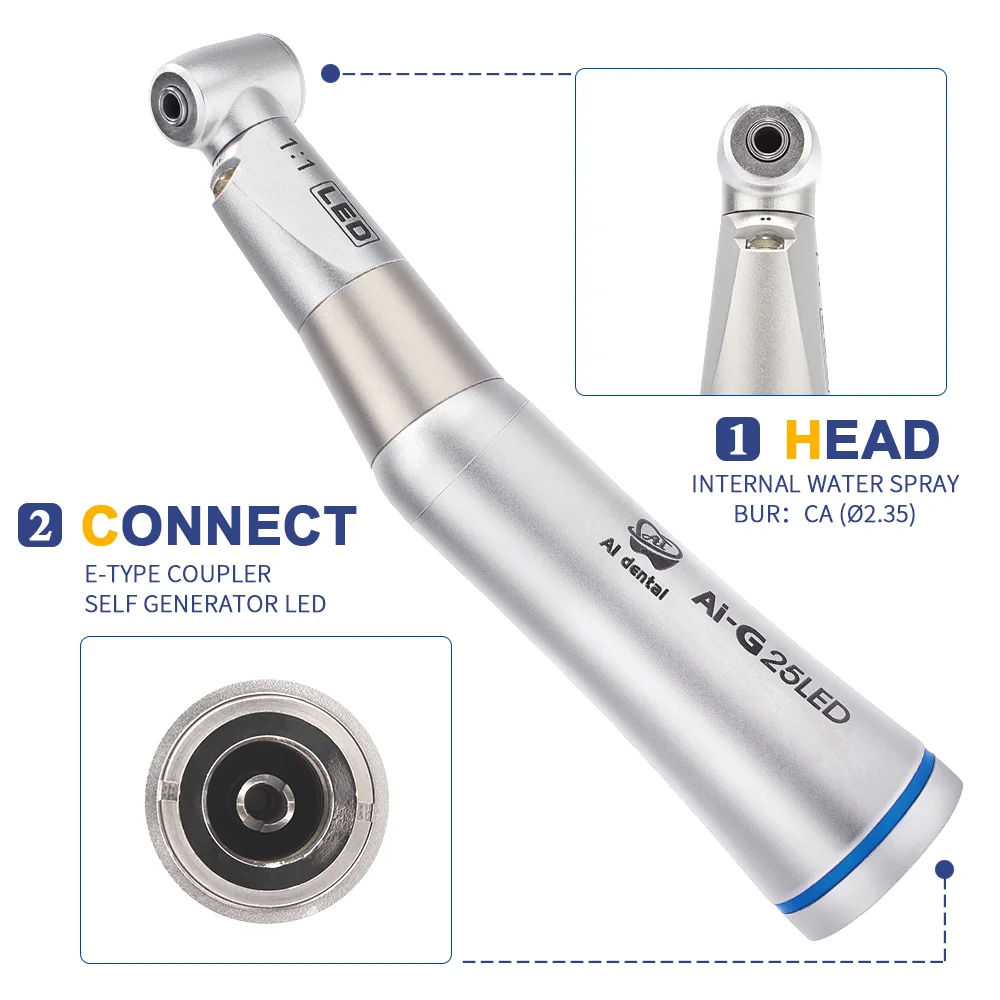 G25LED Blue Ring LED Handpiece 1:1 Low Speed Removable Head CA Burs Push Button Polishing Orthodontics Dentist Materials
G25LED Blue Ring LED Handpiece 1:1 Low Speed Removable Head CA Burs Push Button Polishing Orthodontics Dentist Materials