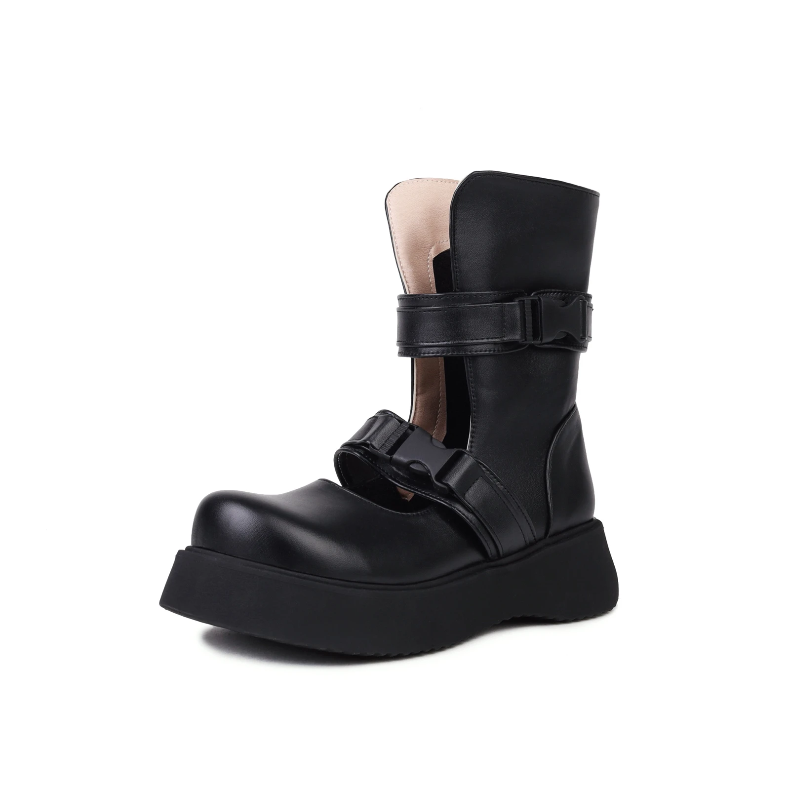 Mstyle Handmade Women's Mid-Calf Boots Platform Flat Heel Cool Buckle Summer Autumn Ladies Boot Round Toe Shoes Black White
Mstyle Handmade Women's Mid-Calf Boots Platform Flat Heel Cool Buckle Summer Autumn Ladies Boot Round Toe Shoes Black White