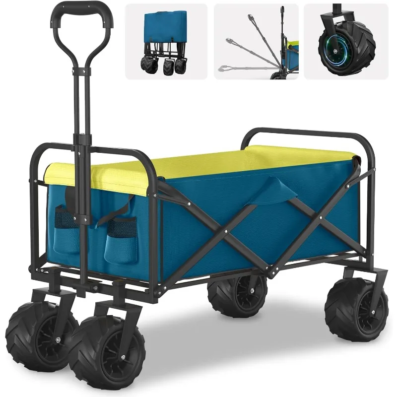 Collapsible Folding Wagon, Heavy Duty Foldable Wagon with 400lbs Weight Capacity, Beach Wagon with Big Wheels & 2 Cup Holders,
Collapsible Folding Wagon, Heavy Duty Foldable Wagon with 400lbs Weight Capacity, Beach Wagon with Big Wheels & 2 Cup Holders,