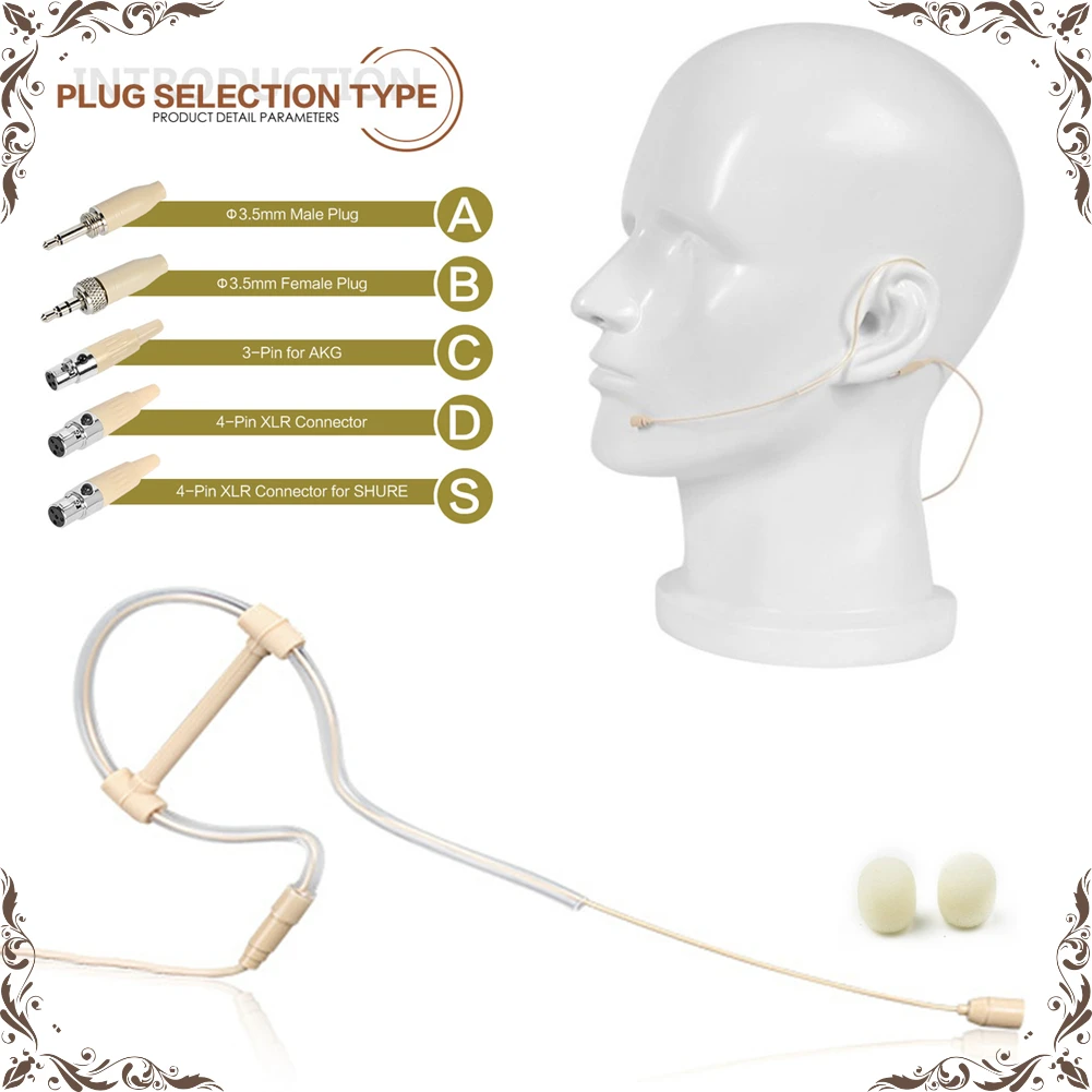 10PCS Single Ear Hook Headset Beige Mic Headworn Microphone Hand-free Operation 3.5mm 3 Pin 4 Pin XLR Plug With Microphone Cover
10PCS Single Ear Hook Headset Beige Mic Headworn Microphone Hand-free Operation 3.5mm 3 Pin 4 Pin XLR Plug With Microphone Cover