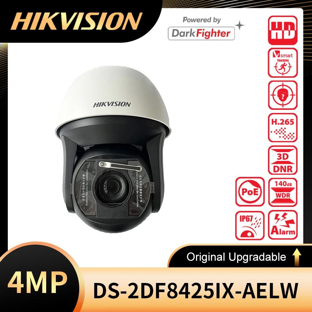 

Original Hikvision PTZ DS-2DF8425IX-AELW (T5) 8-inch 4 MP 25X DarkFighter IR Network Speed Dome Hi-PoE IP67 IR 400m