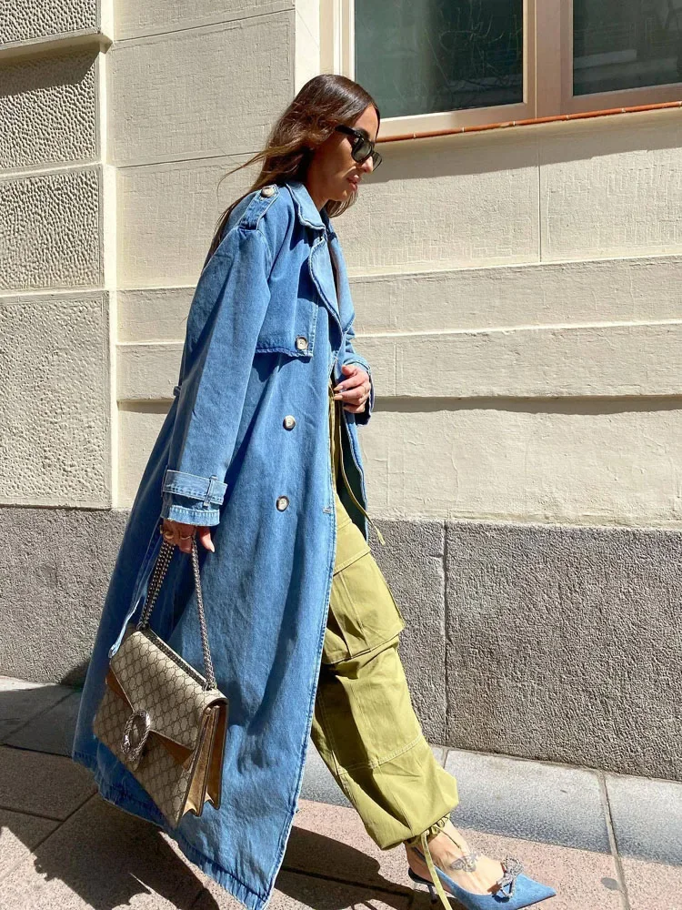 2023 Denim Trench Coats For Women Belt On Waist Slim Jean Coats Ladies Jaqueta Feminina Blue Jean Jacket Woman
2023 Denim Trench Coats For Women Belt On Waist Slim Jean Coats Ladies Jaqueta Feminina Blue Jean Jacket Woman