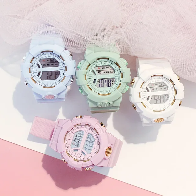 Montre numérique LED étanche pour filles, compte à rebours, chronomètre, sport, multifonction, horloge, montre-bracelet électronique, montres pour femmes, mode 1