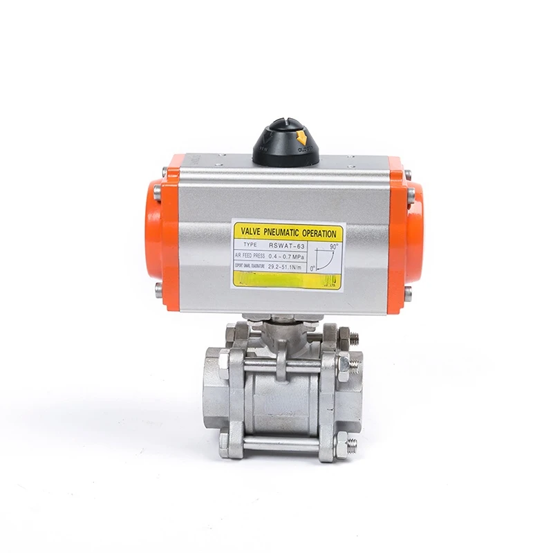 Q611F-16P Stainless Steel 304 Pneumatic Three-Piece Internal Thread Screw Buckle Ball Valve with Pneumatic Actuator
Q611F-16P Stainless Steel 304 Pneumatic Three-Piece Internal Thread Screw Buckle Ball Valve with Pneumatic Actuator