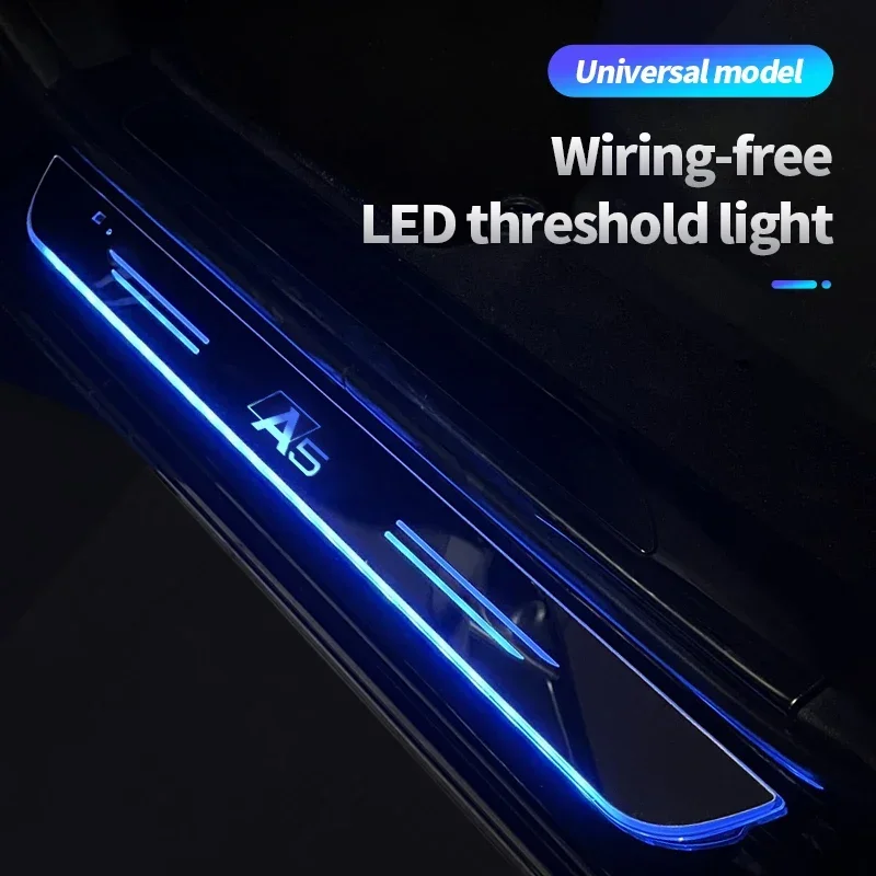

Acrylic USB Power Moving LED Welcome Pedal Car Scuff Plate No-wiring Door Sill Pathway Light for Audi A5 8T 8F F5 Accessories