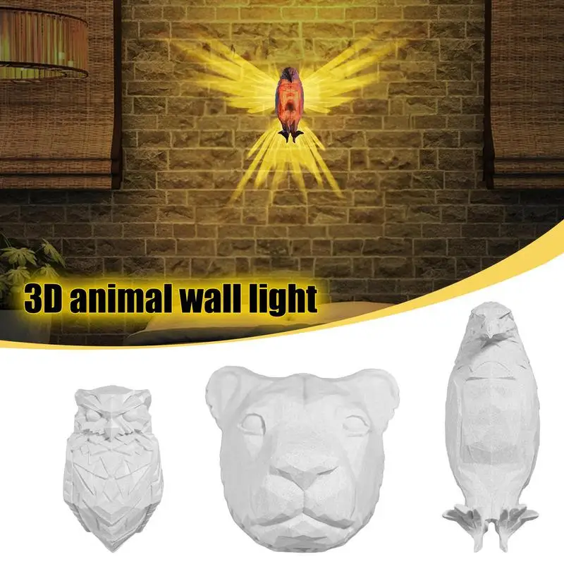 

3D ночник, 3D стильная и яркая статуя животного, настенный светильник, домашний декор, современная настенная лампа для современной кабинета, гостиной