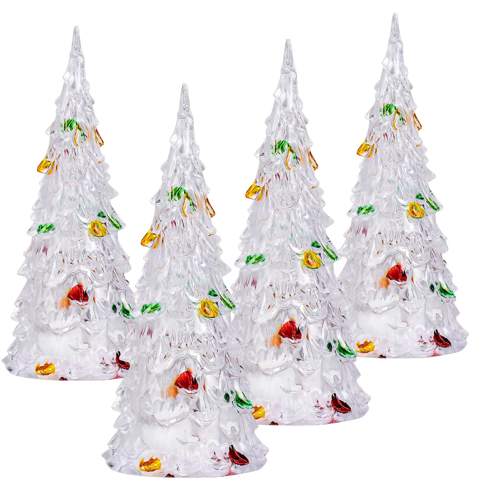 

BESPORTBLE 4pcs Handmade Christmas Tree Figurine Colorful Lighted Small Xmas Tree Desktop Tabletop Decor