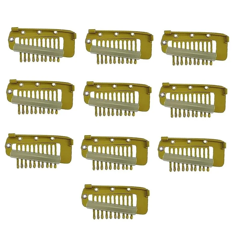 

Pack of 10 Strong Chunni Clips with Safety Pin, Easy to Use with Dupatta, Hijab & Tikka Setting Gold