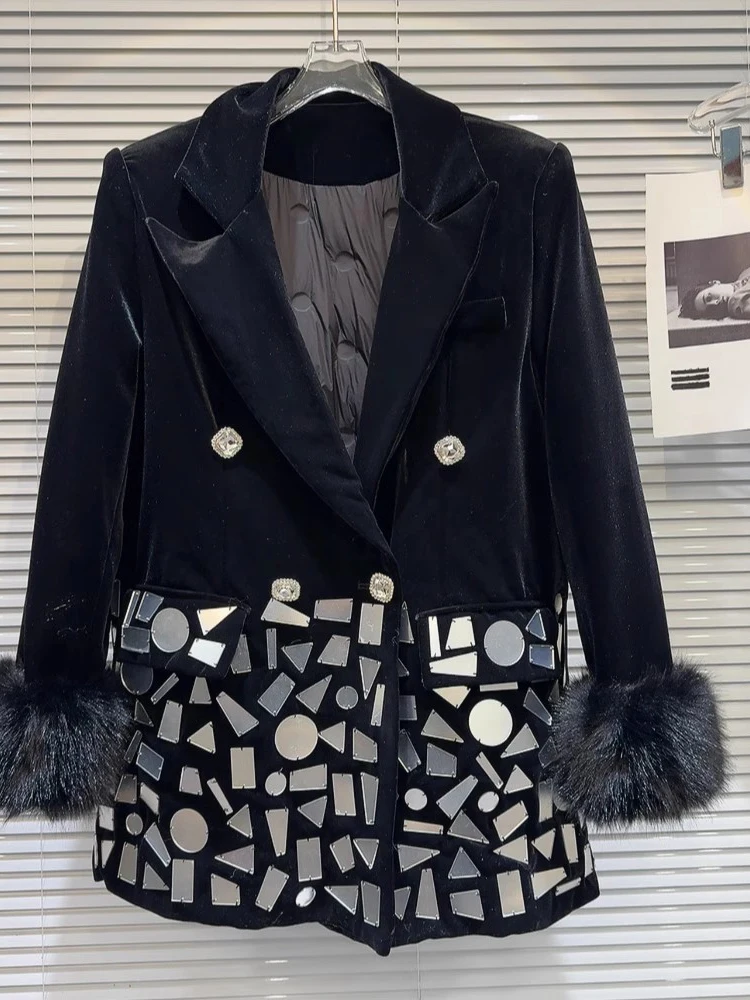 HIGH STREET Newest 2024 Designer Jacket Women's Mirror Beaded Down Lining Velvet Blazer
HIGH STREET Newest 2024 Designer Jacket Women's Mirror Beaded Down Lining Velvet Blazer