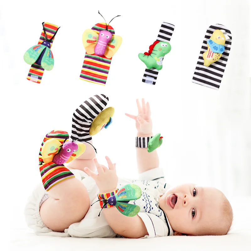 

4PCS Baby Infant Wrist Rattle Socks Toys 0-12 Month Girl Boy Learning Toy Early Educational Development Toddlers Sensory Gifts