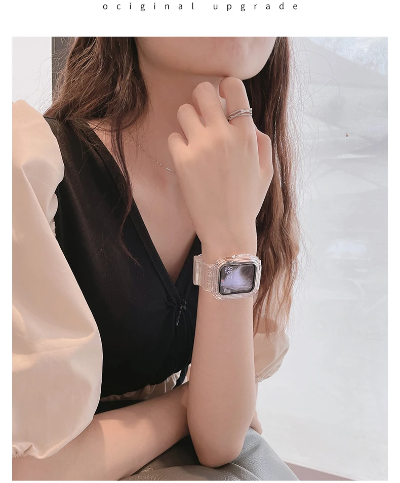 For Apple Watch Band 44mm 40mm 45mm 46mm 42mm 38mm 41mm Transparent Silicone Bracelet iWatch series 10 9 8 7 6 3 se Case+Straps For Apple Watch Band 44mm 40mm 45mm 46mm 42mm 38mm 41mm Transparent Silicone Bracelet iWatch series 10 9 8 7 6 3 se Case+Straps