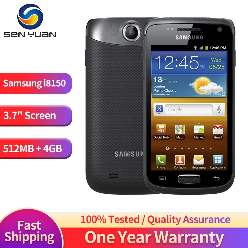 

Original Unlocked Samsung Galaxy W I8150 3G Mobile Phone 3.7" 512MB RAM 4GB ROM CellPhone 5MP+VGA WiFi GPS Android Smartphone