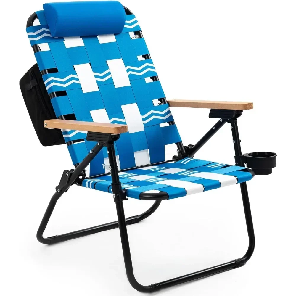 

Camping Chair Camping Chair Beach High Back 3 Position Reclining Outdoor Chair Aluminum Frame (Blue) Portable Folding Chairs