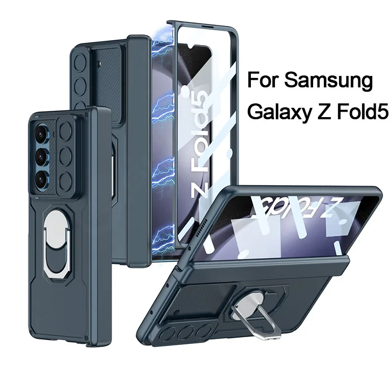 

GKK Magnetic Hinge Armor Hard Case For Samsung Galaxy Z Fold 5 5G With Front Glass Slide Camera Cover For Galaxy Z Fold5 Case