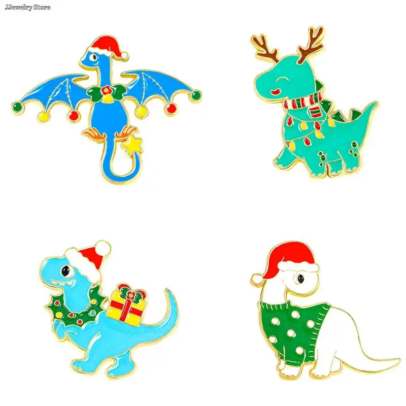 

1PC Christmas Dragon Dripping Oil Brooches Funny Dragon Lapel Pin Creative Cartoon Cute Animal Badges For Friends Jewelry Gift