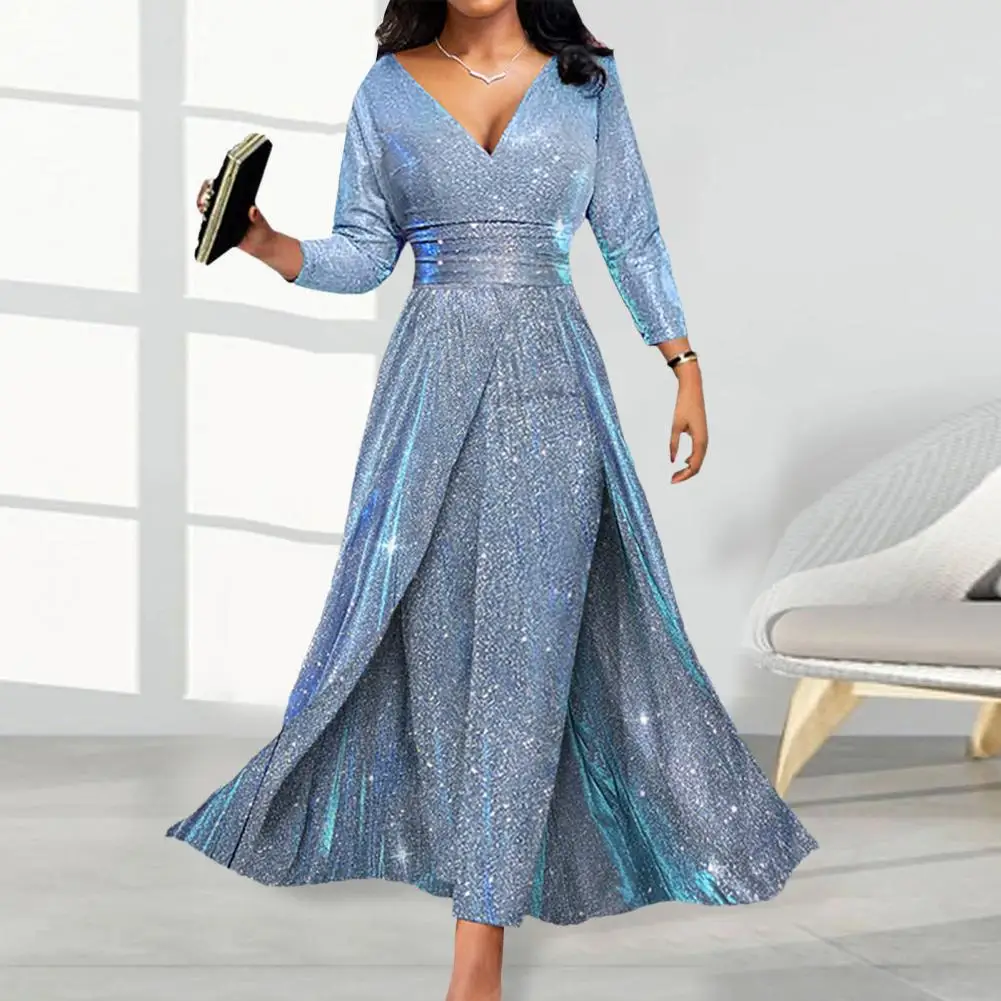 Long Sleeve Jumpsuit Sparkling Sequin Gown Jumpsuit V-neck Romper with Long Sleeves High Waist Elegant Hem for Banquets Special
Long Sleeve Jumpsuit Sparkling Sequin Gown Jumpsuit V-neck Romper with Long Sleeves High Waist Elegant Hem for Banquets Special
