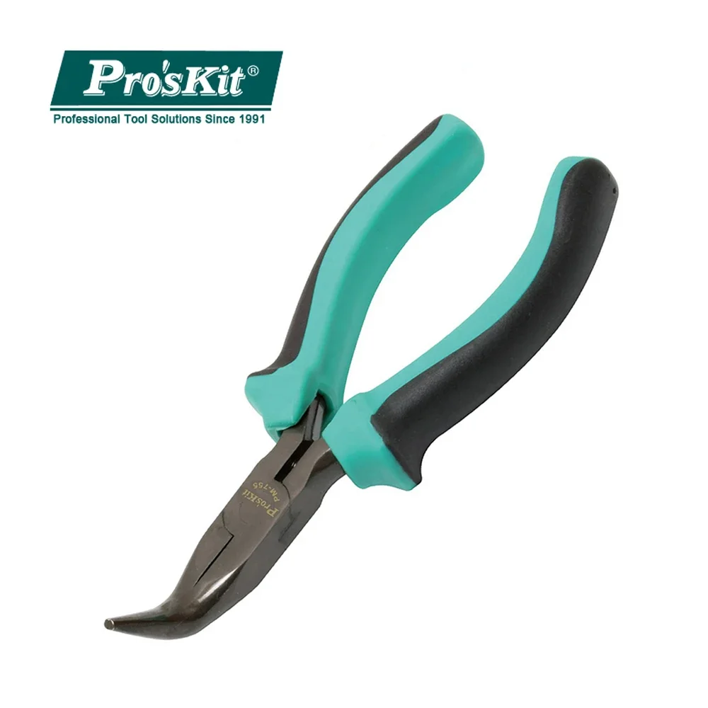 

Pro'sKit PM-755 New Style 5 "Small Curved Needle Nose Pliers Cutting Pliers Wire Cutter Hand Tool Anti-skid Wear Durable