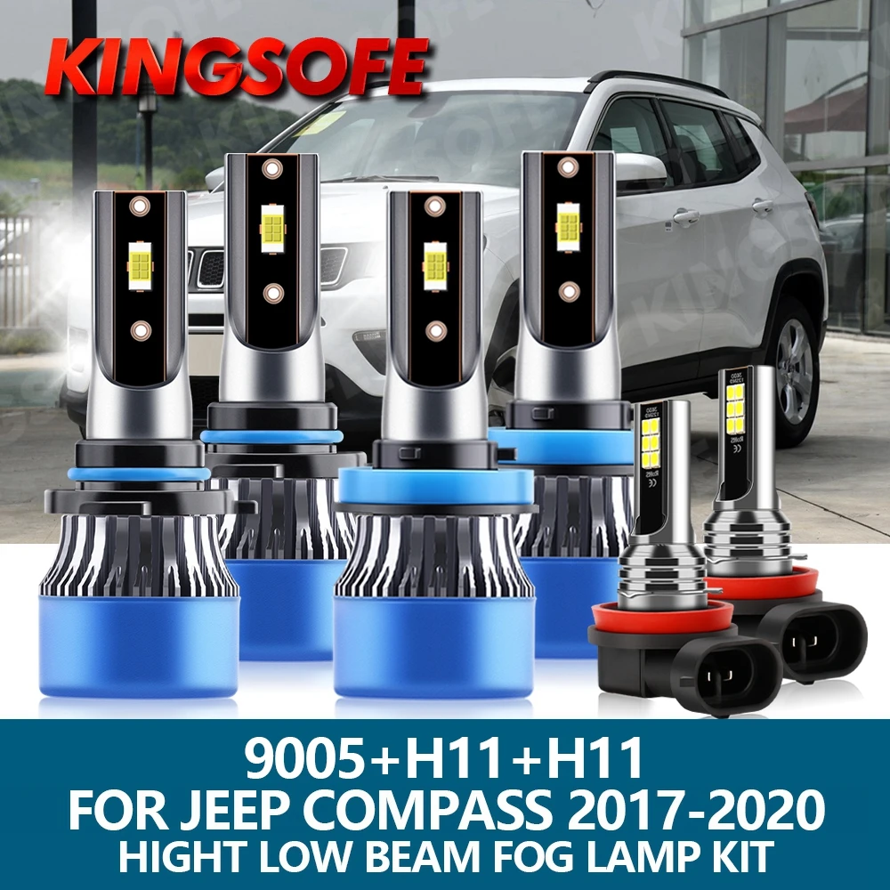 6Pcs Car Light LED Headlight 9005 HB3 H11 20000Lm 110W CSP Chips Hight Low Beam Bulbs Fog Light Kit For Jeep Compass 2017-2020
6Pcs Car Light LED Headlight 9005 HB3 H11 20000Lm 110W CSP Chips Hight Low Beam Bulbs Fog Light Kit For Jeep Compass 2017-2020