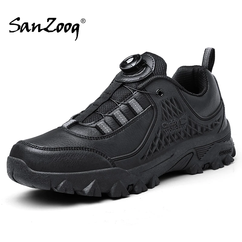 

Quick Lace Men Outdoor Hiking Shoes Trekking Shoes Sneakers Zapatillas Senderismo Hombre PU Leather Non Slip Plus Big Size 47 48