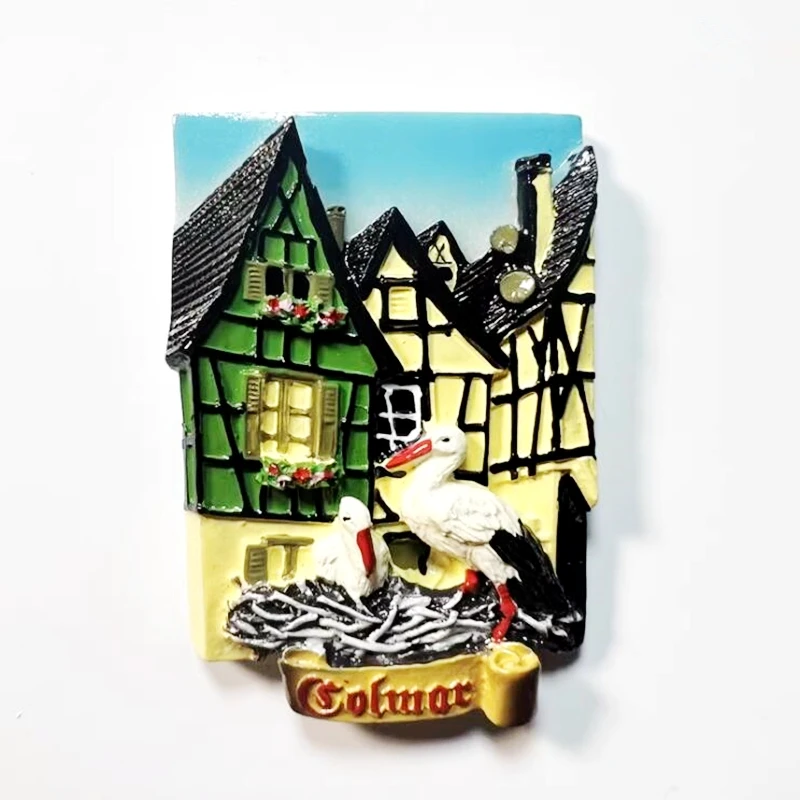 

Handmade Painted Cartoon Houses In Colmar, France 3D Fridge Magnets Tourism Souvenirs Refrigerator Magnetic Stickers
