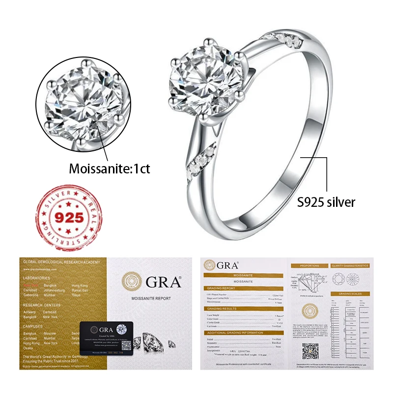 1 Carat Moissanite Stone Ring S925 Sterling Silver For Women D Color VVS1 Clarity Give GRA Certificate Wedding Luxury Ornaments
1 Carat Moissanite Stone Ring S925 Sterling Silver For Women D Color VVS1 Clarity Give GRA Certificate Wedding Luxury Ornaments