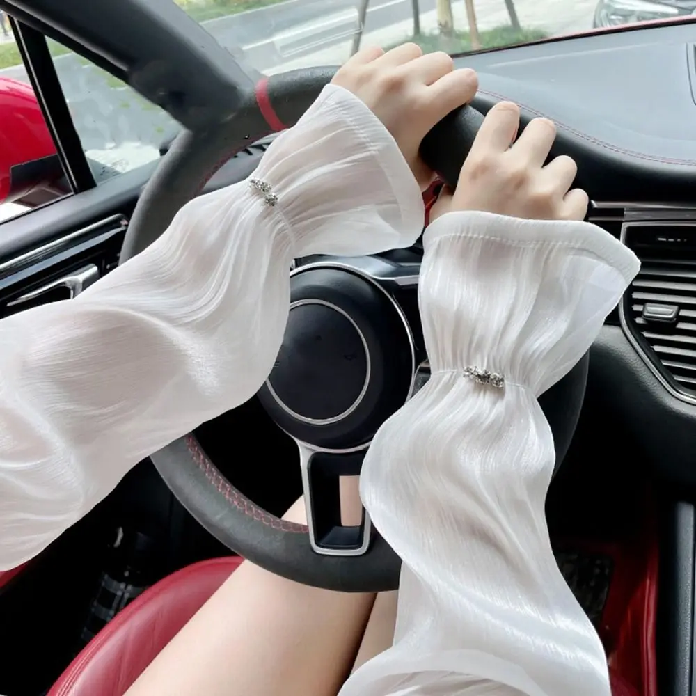 

Солнцезащитные кружевные сетчатые рукава для женщин летние уличные свободные тонкие дышащие длинные перчатки без пальцев из ледяного шелка для вождения