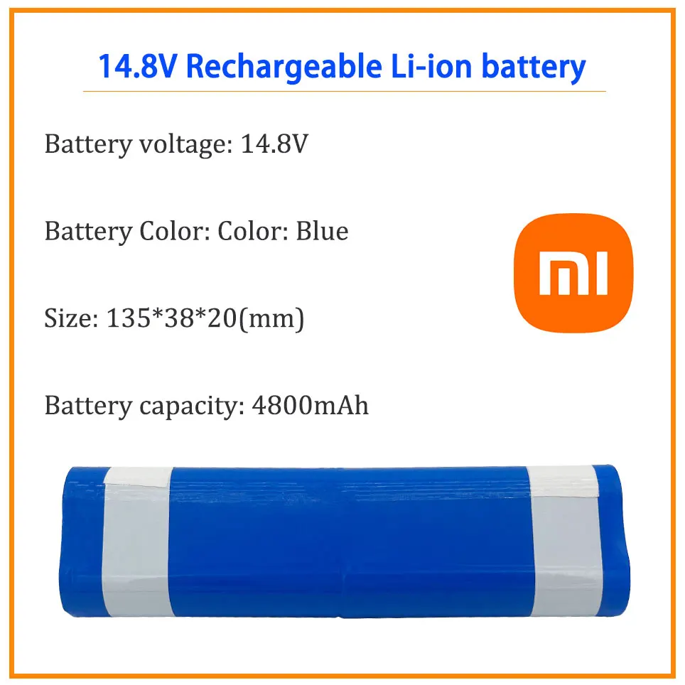 Xiaomi 4800mAh 14.4V 100% original 18650 lithium battery for ILIFE V3s Pro, V50, V5s Pro, V8s, X750 robot vacuum cleaner battery
Xiaomi 4800mAh 14.4V 100% original 18650 lithium battery for ILIFE V3s Pro, V50, V5s Pro, V8s, X750 robot vacuum cleaner battery