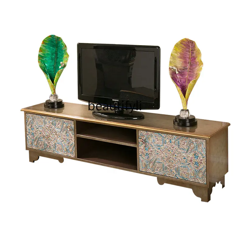 

Тумба для телевизора в художественном стиле, неоклассическая мебель, 1,8 м, напольный шкафчик для телевизора и чайный столик, комбинированная искусственная мебель, роскошный шкаф для сувениров