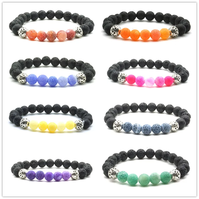 

10pcs Weathered Stone 8mm Black Lava Beads Bracelets DIY Essential Oil Perfume Diffuser Bracelet Stretch Yoga Jewelry