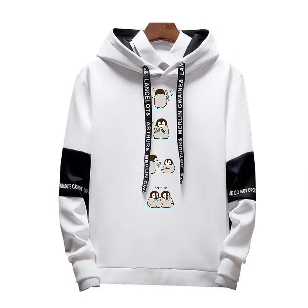 

Men's Hooded Tracksuit Cute Penguin Print Stitching Color Hoodies Man Sportwear Leisure Streetwear Clothe Sweatshirt for Male