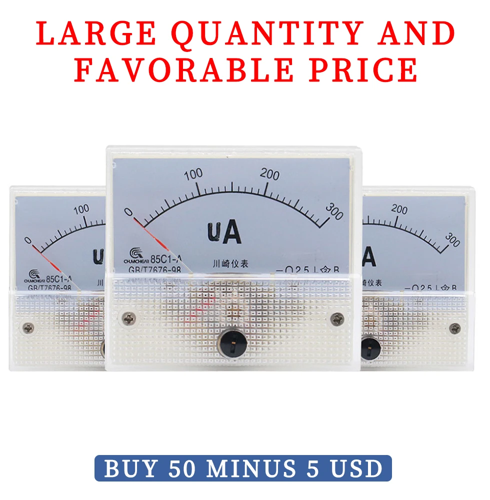 

85C1 Ammeter dc Analog Current Meter Panel Mechanical Pointer Type 50UA 100UA 200UA 300UA 400UA 500UA