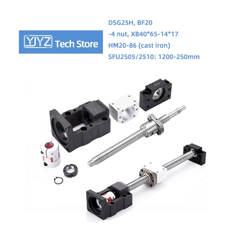 High-Precision C7 C5 Ball Screw SFU2505/2510 With -4 Nut Length 1200-2550mm HM20-86 (Cast Iron) BF20 DSG25H Coupling 40*65
High-Precision C7 C5 Ball Screw SFU2505/2510 With -4 Nut Length 1200-2550mm HM20-86 (Cast Iron) BF20 DSG25H Coupling 40*65
