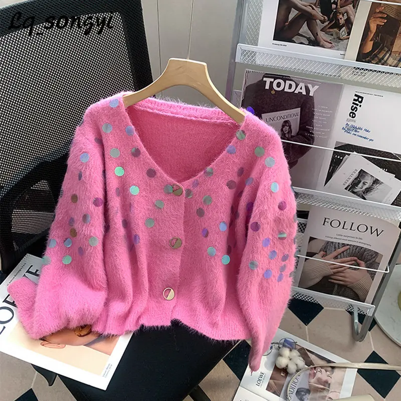 Short Cardigans for Women Autumn Winter Soft Sweater Puff Sleeve V Neck Sequins Solid Knitted Coats Y2K Lq_songyi SY50
Short Cardigans for Women Autumn Winter Soft Sweater Puff Sleeve V Neck Sequins Solid Knitted Coats Y2K Lq_songyi SY50