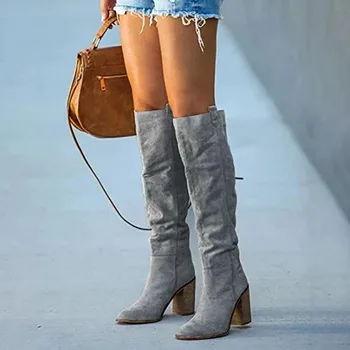 Mujer-최신 스타일 하이힐 부츠, 여성 가을/겨울 유럽 미국 Large43, 캐주얼 두꺼운 뒤꿈치, 무릎 부츠, 여성 패션 부츠