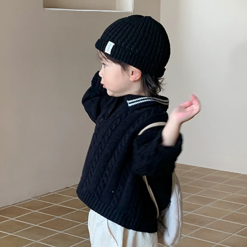 Sweater Autumn New Boys Girls Polo Collar Woolen Yarn Children Clothing Baby Pullover Striped Loose Causal Simple Lively
Sweater Autumn New Boys Girls Polo Collar Woolen Yarn Children Clothing Baby Pullover Striped Loose Causal Simple Lively