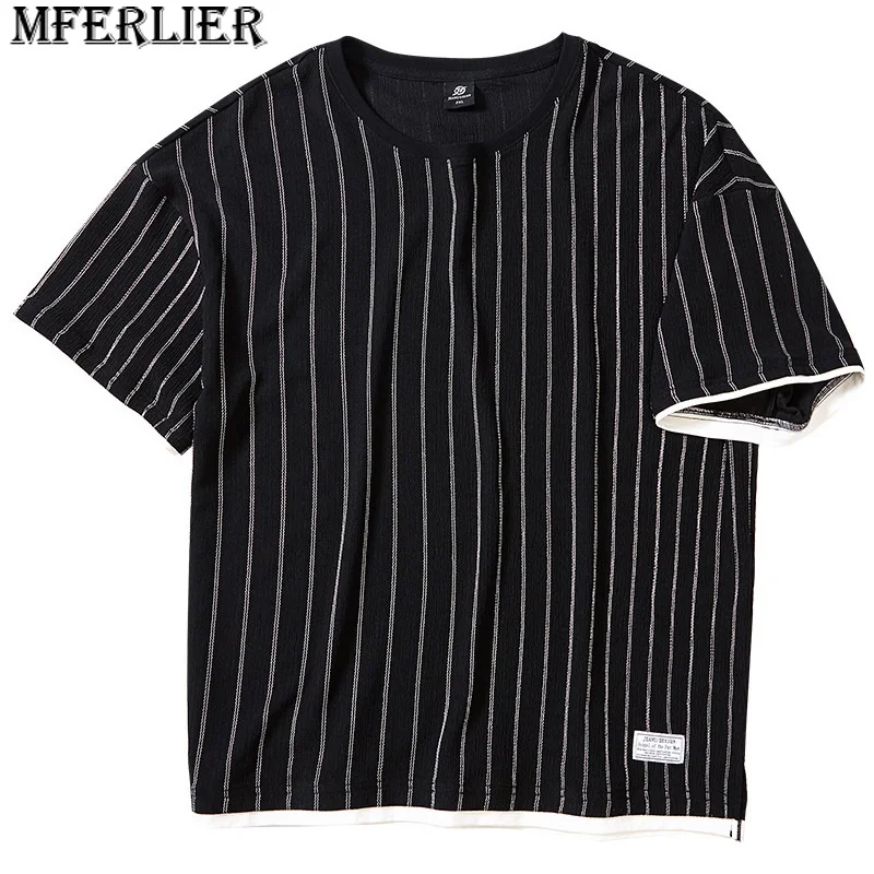 summer men striped tshirt short sleeve casual patchwork loose high street tees tops plus size 8XL 54 60
summer men striped tshirt short sleeve casual patchwork loose high street tees tops plus size 8XL 54 60