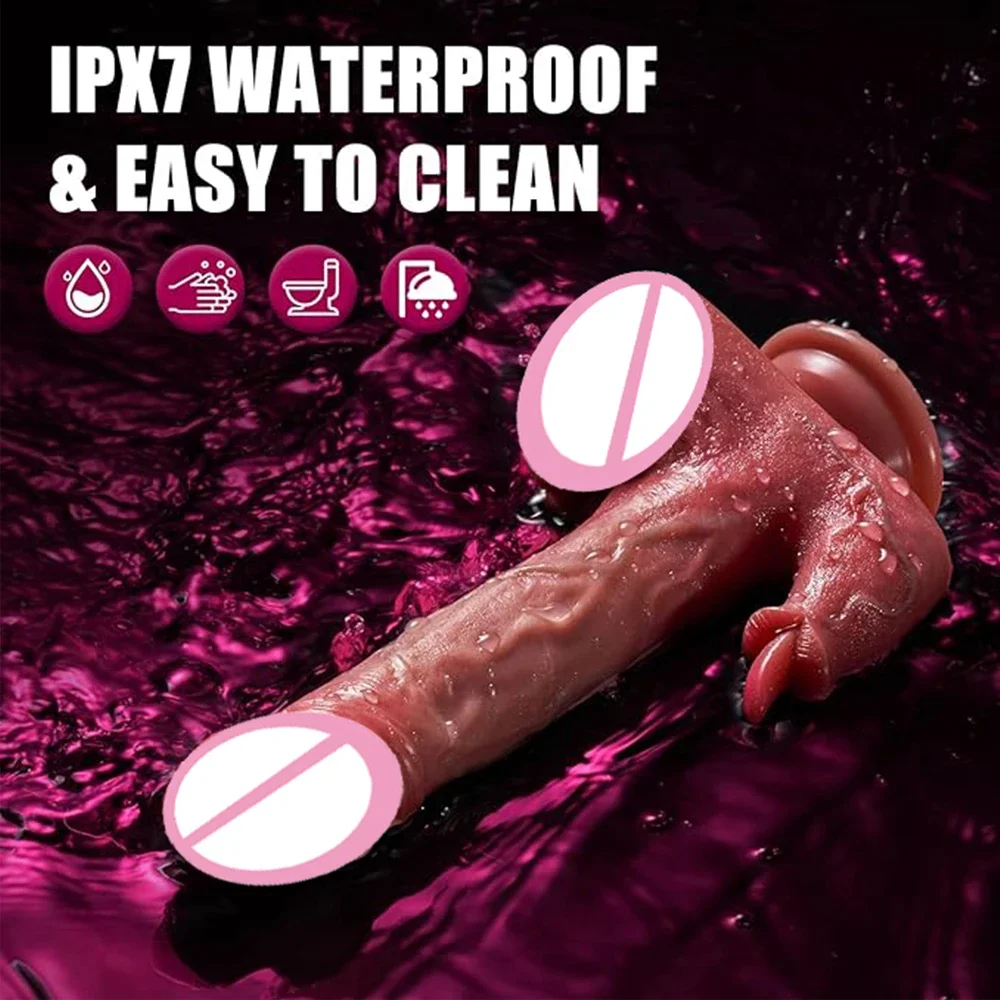 Gode pénis réaliste pour femme, contrôle d'application, jouets sexuels, chauffage télescopique, point G, léchage de langue, clitoridien, UNIS issement anal, vibrateur féminin 6