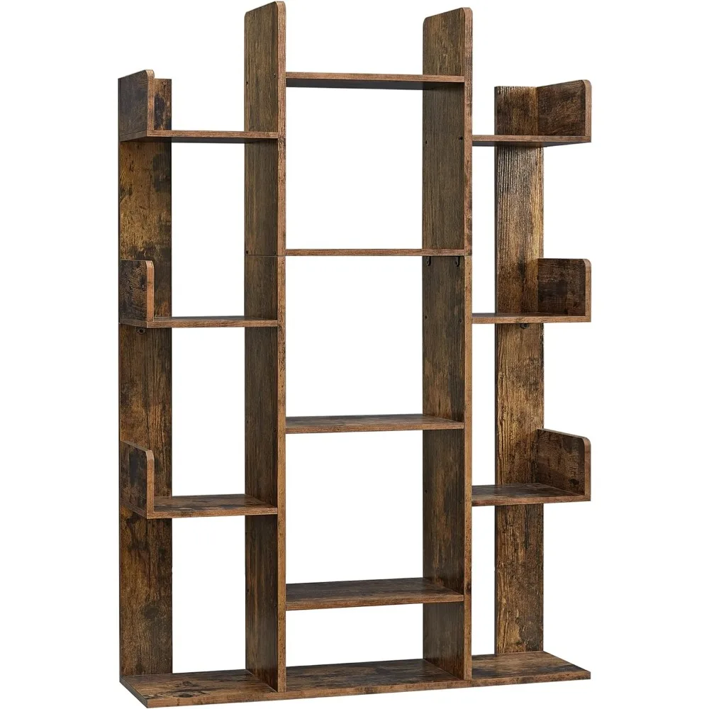 Rounded Corners Bookcase Rustic Brown Book Shelf 9.8”D X 33.9”W X 55.1”H Tree-Shaped Bookcase With 13 Storage Shelves Bookshelf
Rounded Corners Bookcase Rustic Brown Book Shelf 9.8”D X 33.9”W X 55.1”H Tree-Shaped Bookcase With 13 Storage Shelves Bookshelf