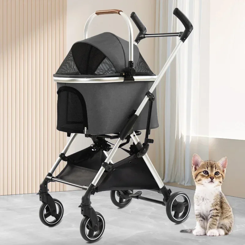 

Detachable Pet Stroller Aluminium Alloy Dog Trolley for Corgi Teddy Cat Cart Load Bearing 15kg Dog Strollers for Small Dogs