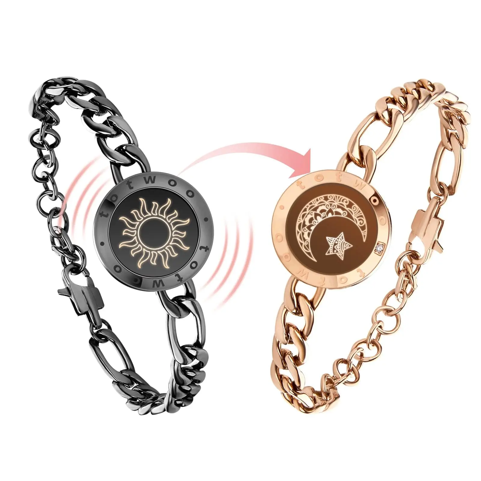 TOTWOO Long Distance Touch Bracelets for Couples Vibration & Light up for Love Couples Bracelets Gifts Bluetooth Pairing Jewelry
TOTWOO Long Distance Touch Bracelets for Couples Vibration & Light up for Love Couples Bracelets Gifts Bluetooth Pairing Jewelry