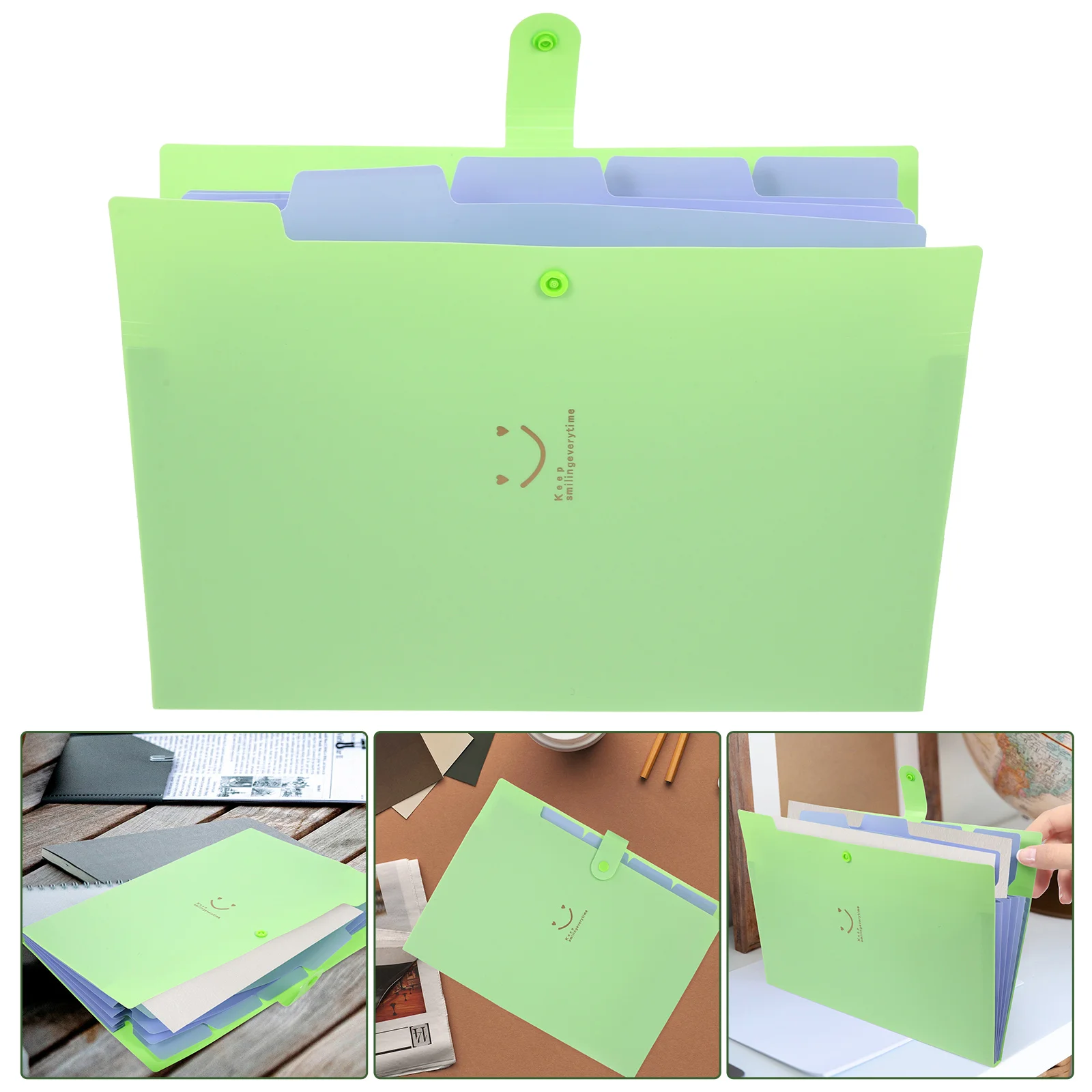 

Creative Candy Color Expanding File Folders 5 Pockets Plastic Container A4 Letter Size Snap Closure Accordion Folder Paper