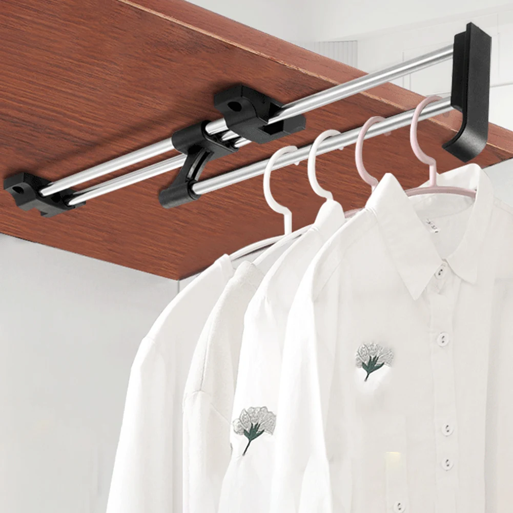 

Movable Crossbar Clothes Hanger Top Mount Wardrobe Closet Rail Rod Cold Rolled Steel Hanging Clothes 250/300/350/400mm