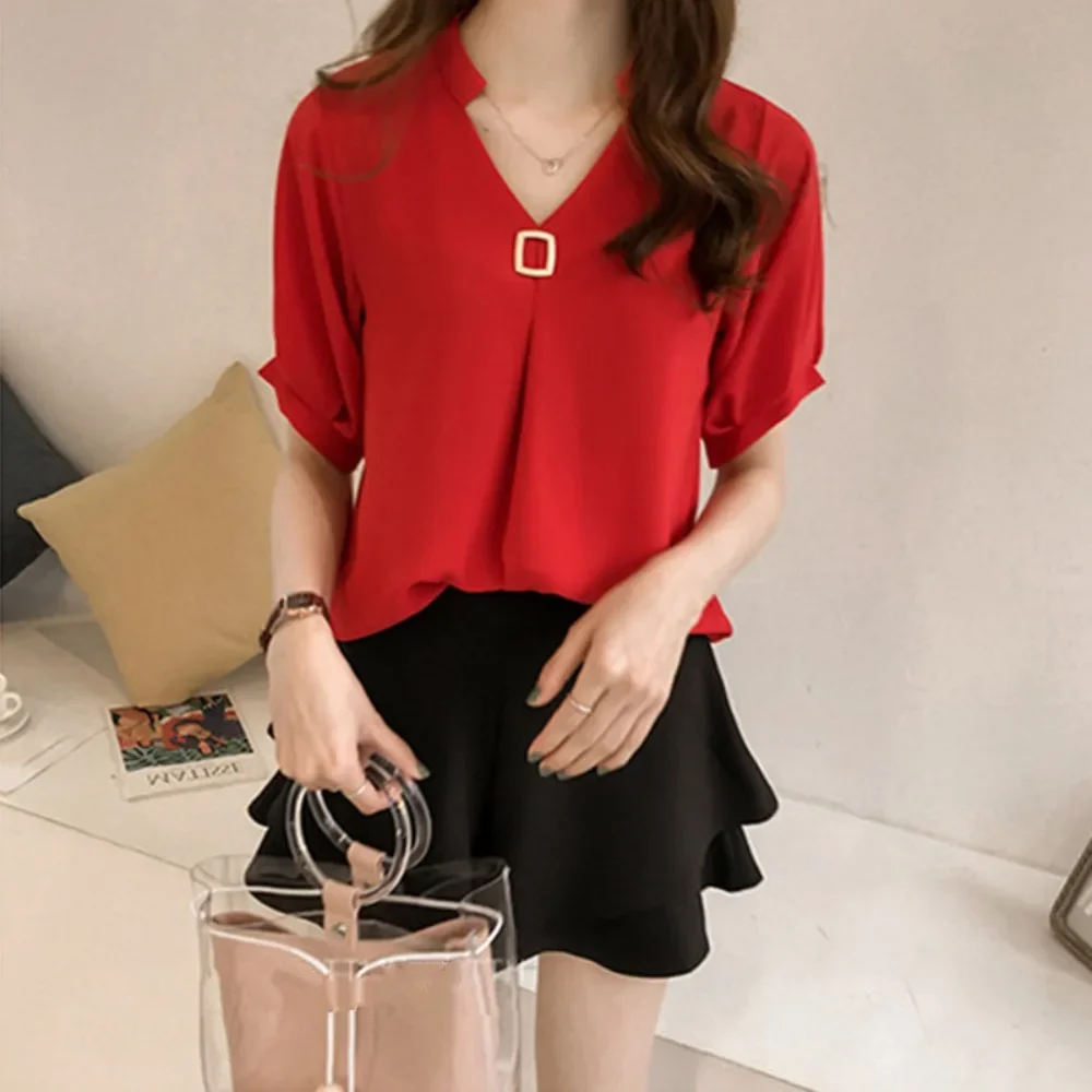 Woman Fashion V neck Short Sleeve Lady Tops Blouse Shirts Tops Women's Clothing 2023
Woman Fashion V neck Short Sleeve Lady Tops Blouse Shirts Tops Women's Clothing 2023
