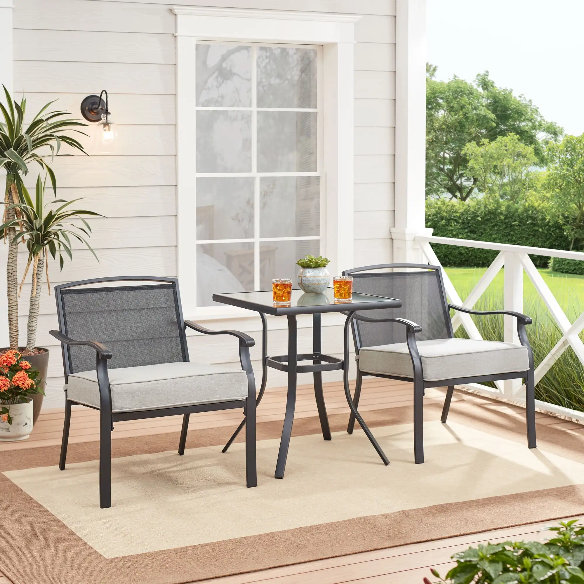 Mainstays Alexandra Square 3-Piece Steel Outdoor Furniture Patio Bistro Set with Polyester cushions, Gray
Mainstays Alexandra Square 3-Piece Steel Outdoor Furniture Patio Bistro Set with Polyester cushions, Gray