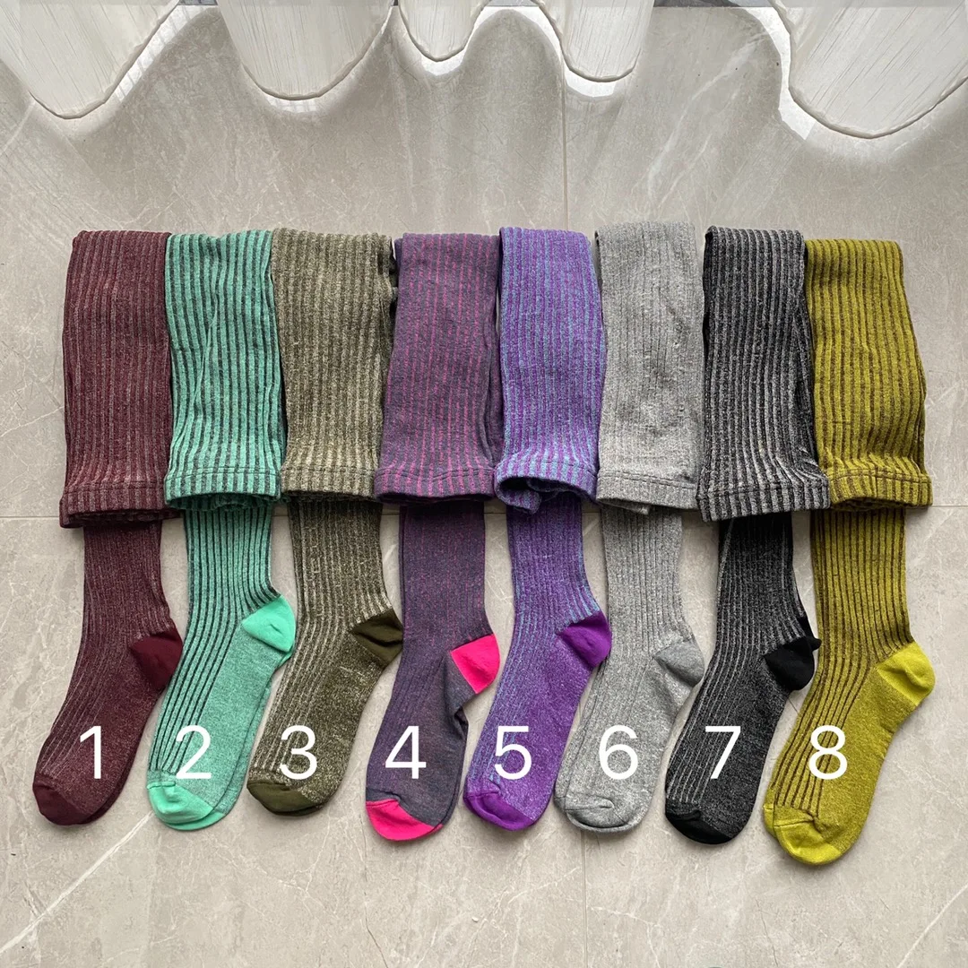 Pop&hot mixed color stripes knit pantyhose Women's stockings 
Pop&hot mixed color stripes knit pantyhose Women's stockings