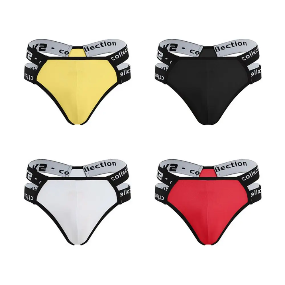 

Men'S Underwear Low Waisted Sexy Thong Solid Color Letters Trendy Buttocks Seductive Double Thong Panties Jockstrap