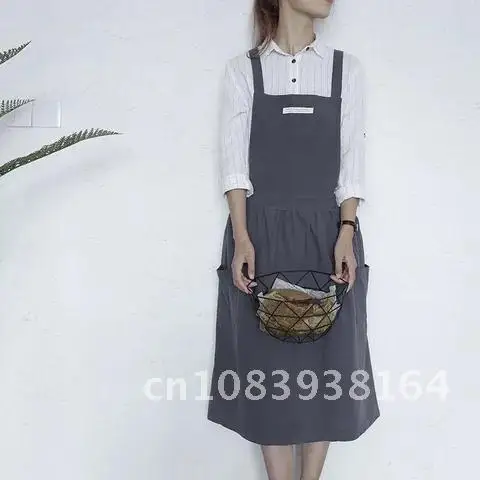 

Cotton Nordic Pleated Skirt Aprons Women Kitchen Restaurant Cooking Aprons With Pocket Work Apron Waiter Kitchen Cook Tool U1888